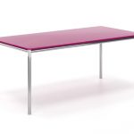 Γραφείο Διευθυντικό Dromeas σειράς Slim διάστασης 180Χ90Χ73Η με inox σκελετό και επιφάνεια από γυαλί βαμμένο magenta