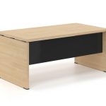 Γραφείο Διευθυντικό Dromeas σειράς Lysis Plus διάστασης 200Χ100X73Η σε απόχρωση φυσικό δρυς με μετώπη γυάλινη μαύρη