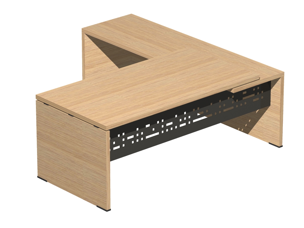 Γραφείο Διευθυντικό Dromeas σειράς Lysis Plus γωνιακό ανισόπεδο αριστερό διάστασης 200Χ200X73Η με μετώπη μεταλλική