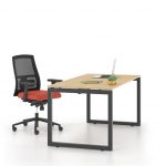 Γραφείο εργασίας Dromeas σειράς Neo O διάστασης 160Χ80Χ73Η με σκελετό σε απόχρωση μαύρο και επιφάνεια σε απόχρωση φυσικό δρυς