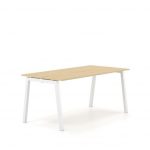 Γραφείο εργασίας Dromeas σειράς Neo Α διάστασης 160Χ80Χ73Η με σκελετό σε απόχρωση Υπόλευκο και επιφάνεια σε απόχρωση Καρυδιά