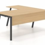 Γραφείο εργασίας Dromeas σειράς Neo Ceto διάστασης 160Χ160Χ73Η με μετώπη , σκελετός σε απόχρωση μαύρο και επιφάνεια σε απόχρωση φυσικό δρυς 1