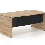 Γραφείο Διευθυντικό Dromeas σειράς Lysis Plus διάστασης 200Χ100X73Η σε απόχρωση καρυδια Η3700 με μετώπη γυάλινη μαύρη