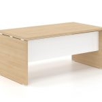 Γραφείο Διευθυντικό Dromeas σειράς Lysis Plus διάστασης 200Χ100X73Η σε απόχρωση φυσικό δρυς με μετώπη γυάλινη λευκή