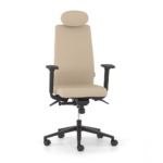 Διευθυντικό Κάθισμα Dromeas Smart D Με Προσκέφαλο Έδρα και Πλάτη Δερματίνη Μπεζ , Πεντάνευρο Βαμμένο Μαύρο