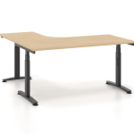 Ηλεκτρικά Ρυθμιζόμενο Γωνιακό Γραφείο Εργασίας Alma HT διάστασης 160Χ160Χ65-129Η με σκελετό σε απόχρωση μαύρο και επιφάνεια σε απόχρωση φυσικό δρύς